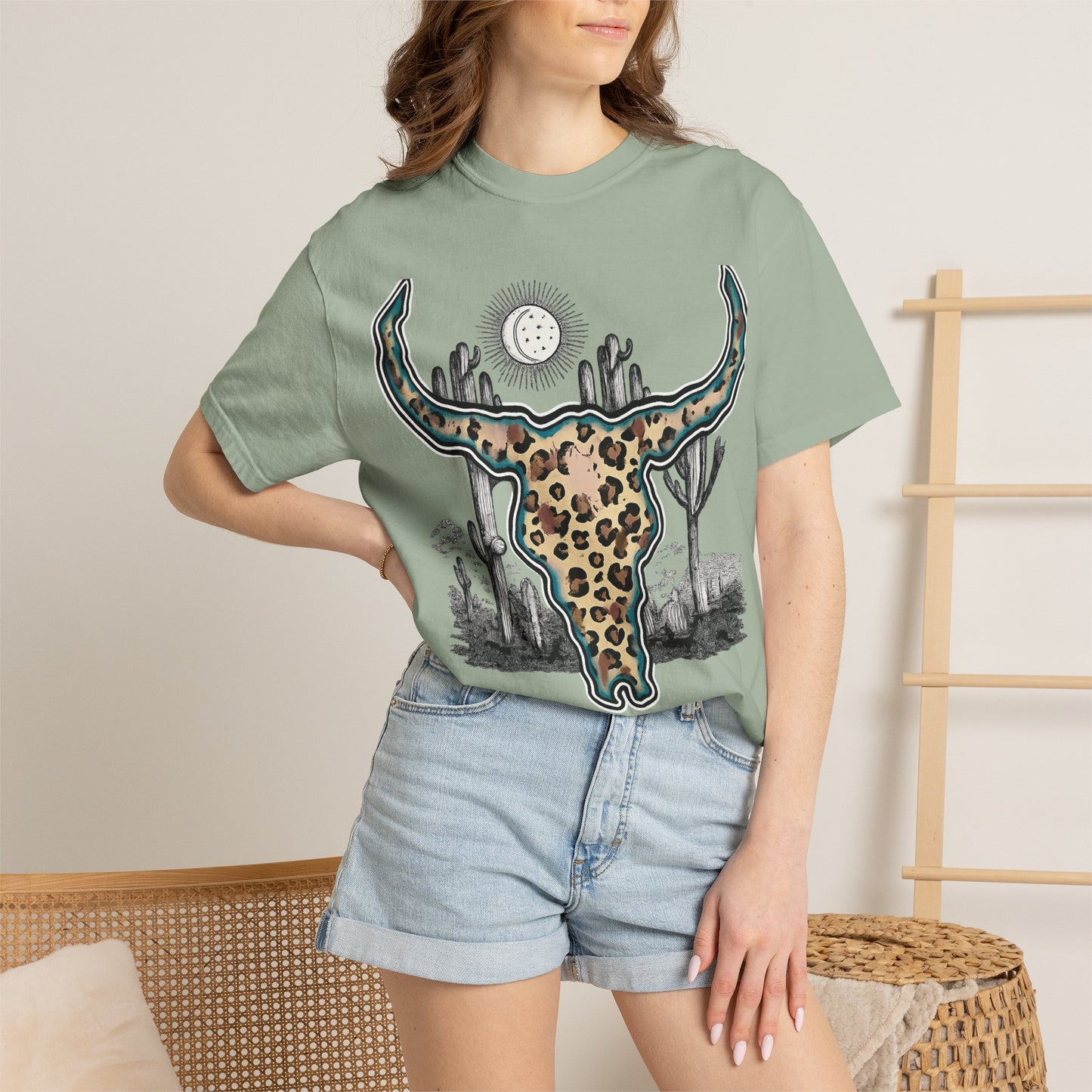 Desert Chic Leopard Longhorn T-Shirt