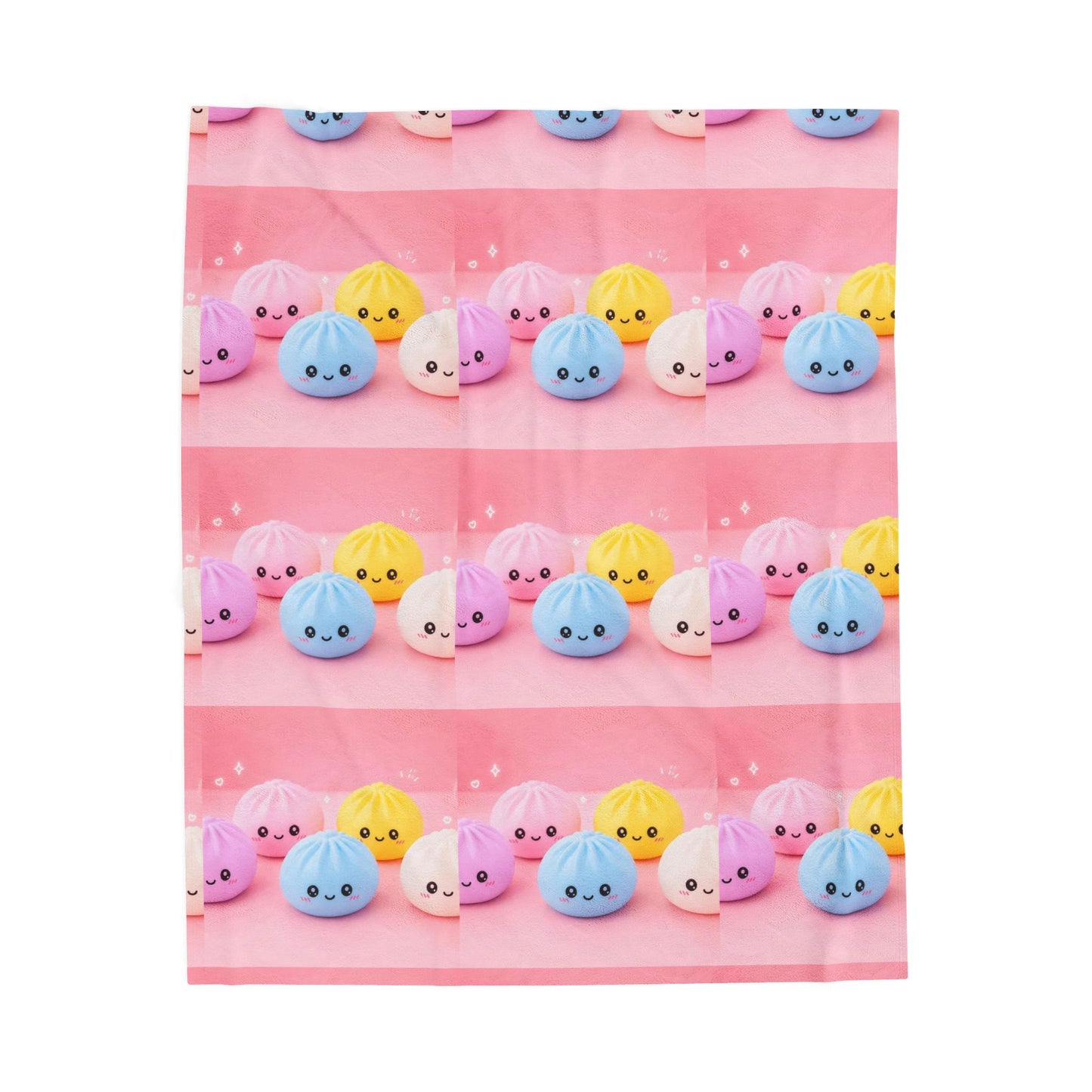 Velveteen Plush Blanket — Cute Kawaii Mochi Plushies Pink Throw Blanket