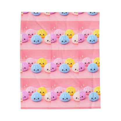 Velveteen Plush Blanket — Cute Kawaii Mochi Plushies Pink Throw Blanket