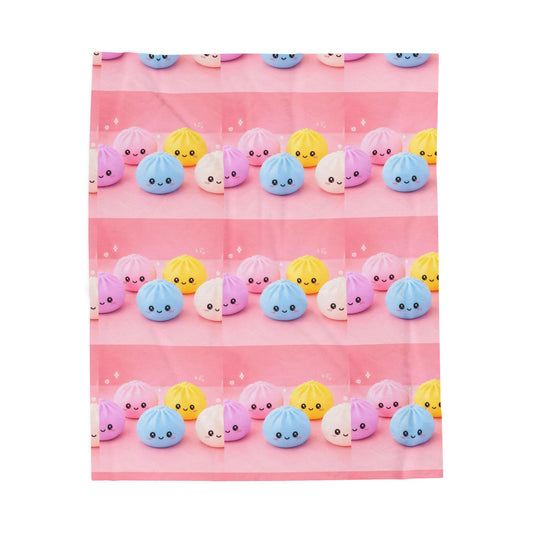 Velveteen Plush Blanket — Cute Kawaii Mochi Plushies Pink Throw Blanket