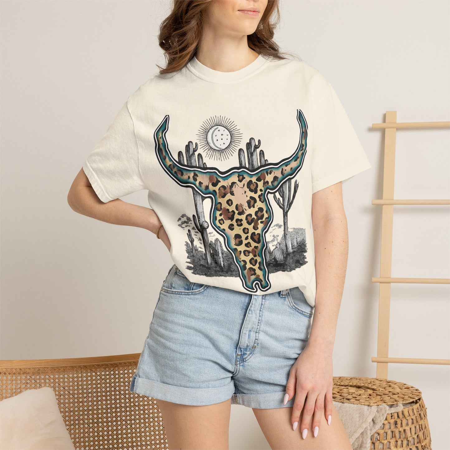 Desert Chic Leopard Longhorn T-Shirt