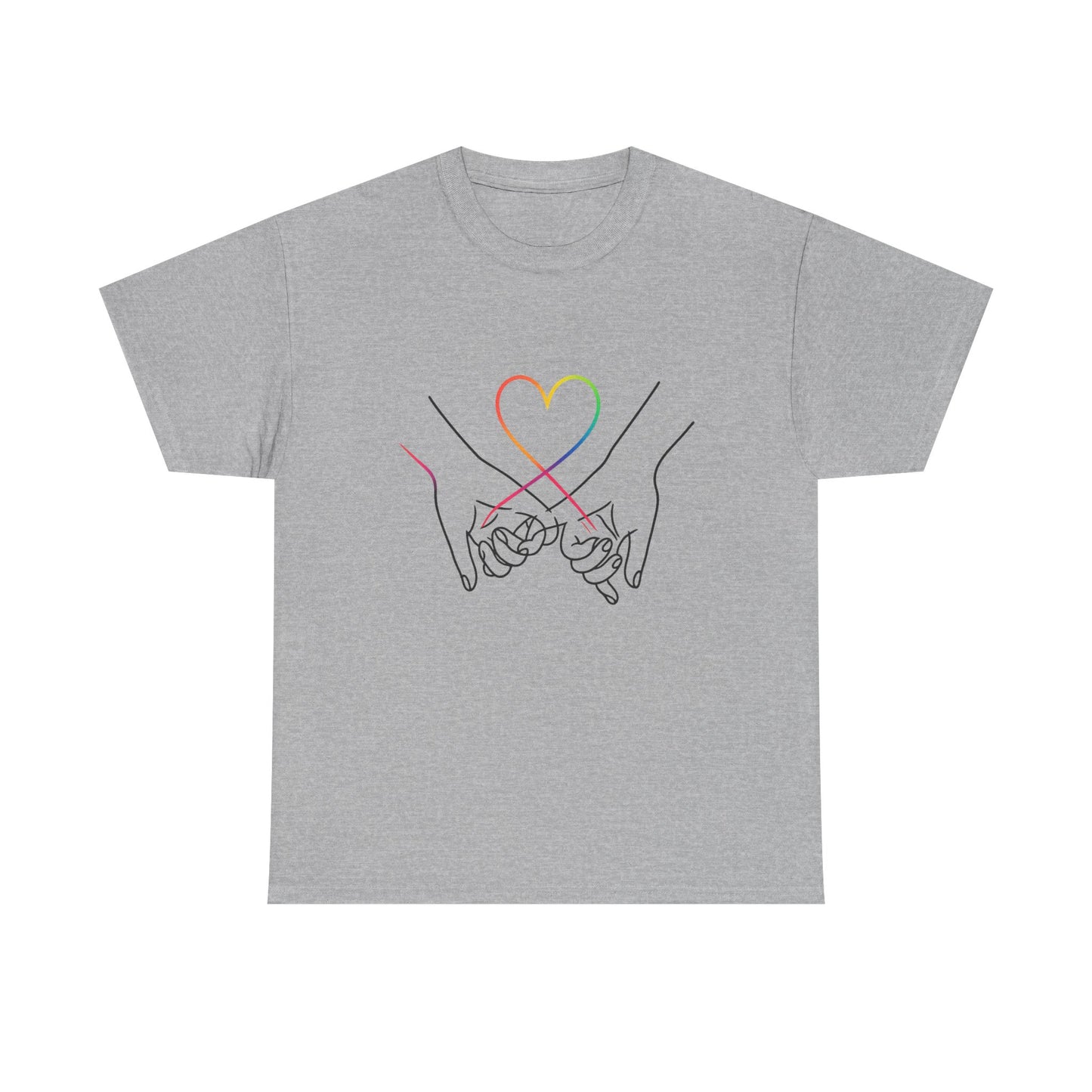 Pinky Promise Heart T‑Shirt — Minimal Rainbow Line Art Tee