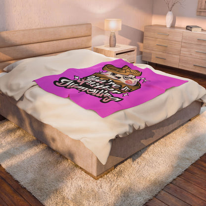 Velveteen Plush Blanket — "You're a Glitter Dumpling" Cute Kawaii Dumpling Throw Blanket | Soft Pink Cozy Gift for Kids & Foodie Friends